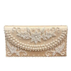 Vintage Schildkraut beaded clutch, cream color, circa 1950's
